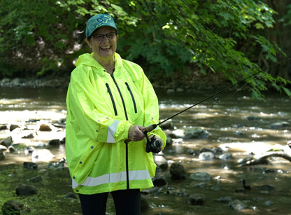 Brella 2020 Lime Green Unisex Hybrid Rain jacket w/ Reflective Strips by BRELLA