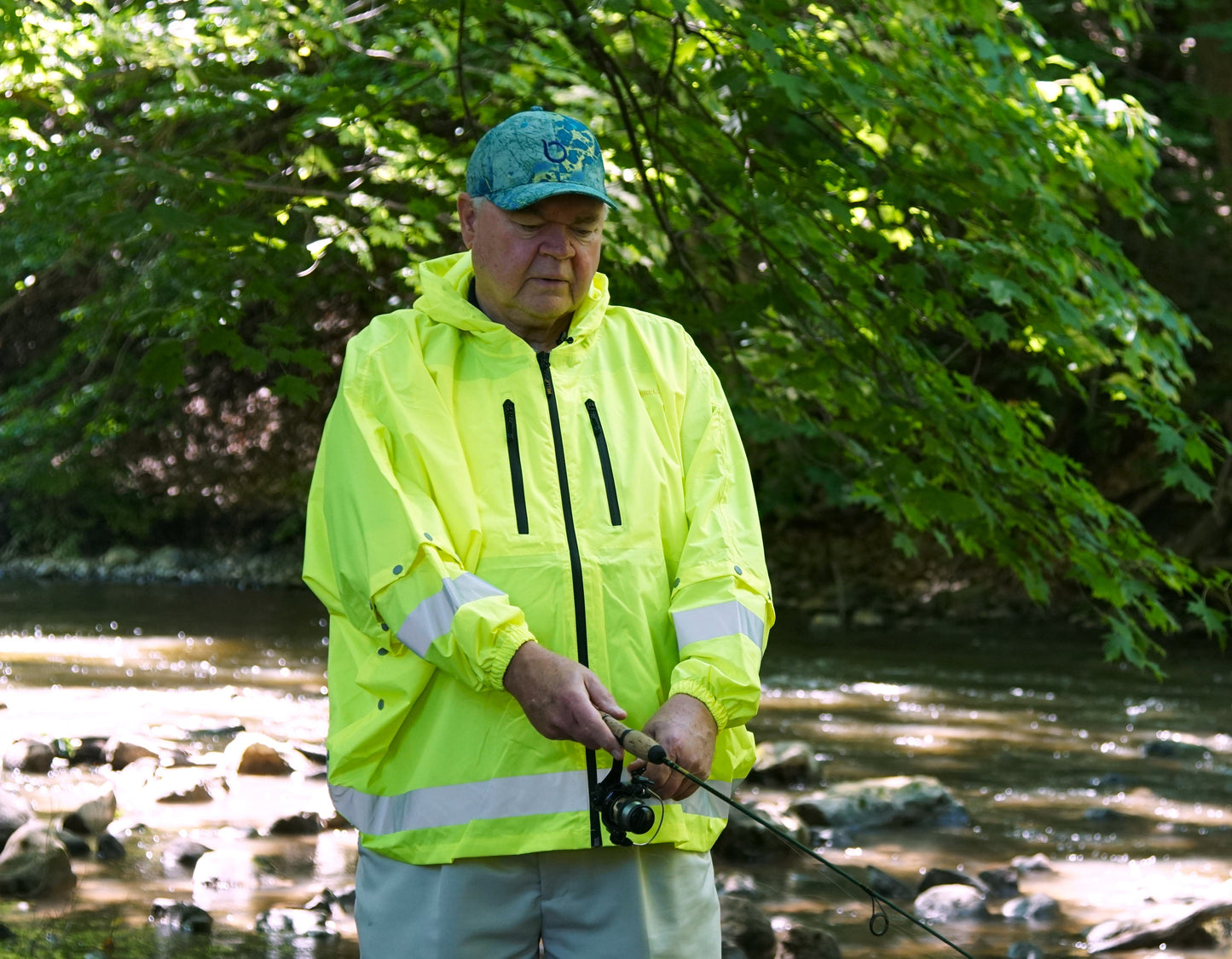 Brella 2020 Lime Green Unisex Hybrid Rain jacket w/ Reflective Strips by BRELLA