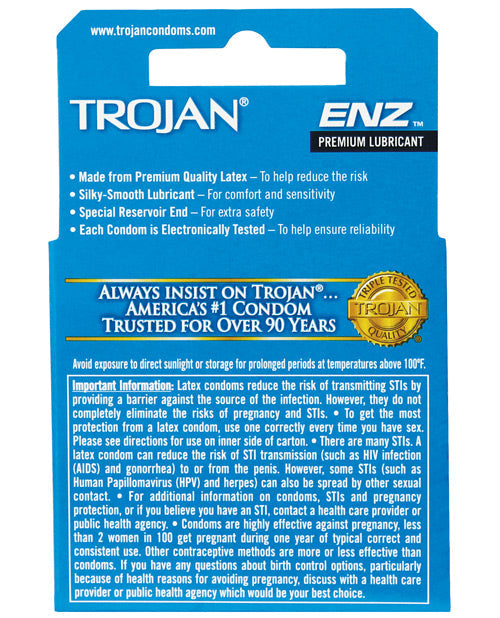 Trojan Enz Lubricated Condoms - Box of 3 by Fearless Play