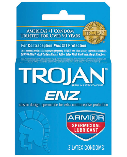 Trojan Enz Spermicidal Lubricated Condoms - Box of 3 by Fearless Play