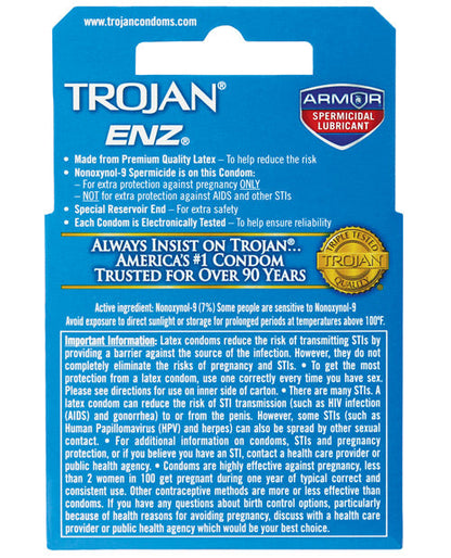 Trojan Enz Spermicidal Lubricated Condoms - Box of 3 by Fearless Play