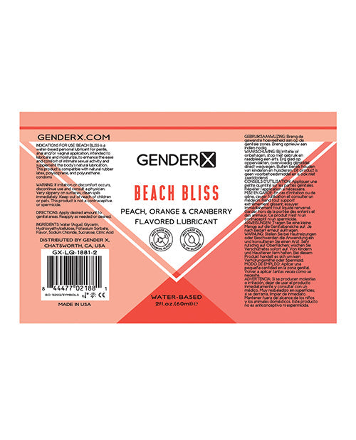 Gender X Flavored Lube - 2 oz Beach Bliss by Fearless Play