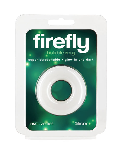 Firefly Glow in the Dark Bubble Cock Ring - Medium, White by Fearless Play