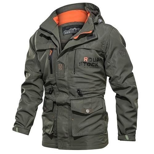 Cross-border men's mid-length casual outdoor hooded jacket