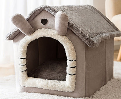 Foldable Dog House Pet Cat Bed Winter Dog Villa Sleep Kennel Removable Nest Warm Enclosed Cave Sofa Pets Supplies