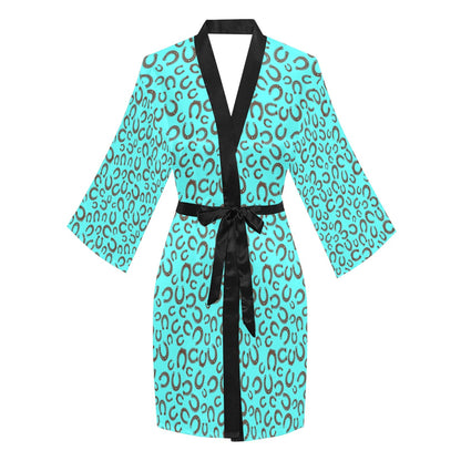 Mini Turquoise Horeshoe Women's Lounge Kimono Robe by Baha Ranch Western Wear