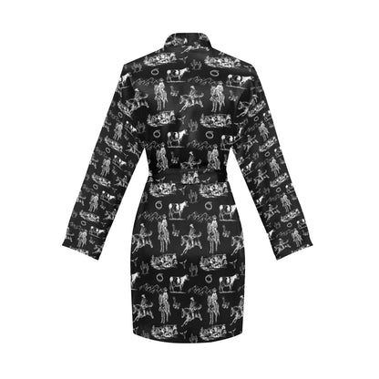 Ranch Life Women's Belted Satin Feel Dressing Lounge Robe by Baha Ranch Western Wear