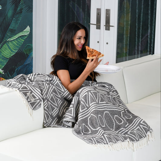 Exclusive Geos Peshtemal Pure Cotton Throw Blanket by La'Hammam