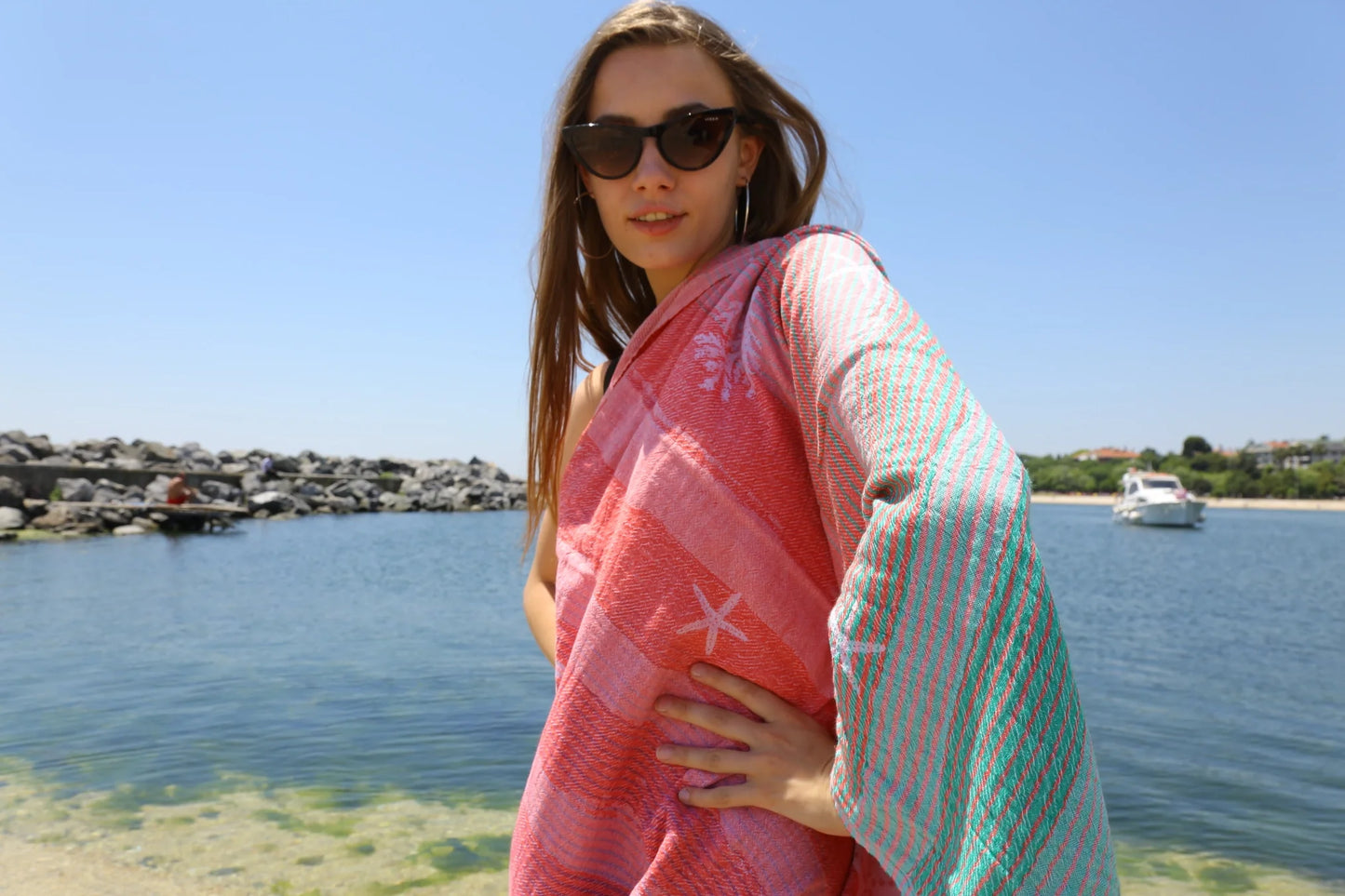 Rainbow in the Sea Turkish Towel, Throw Blanket by turkanhome.com