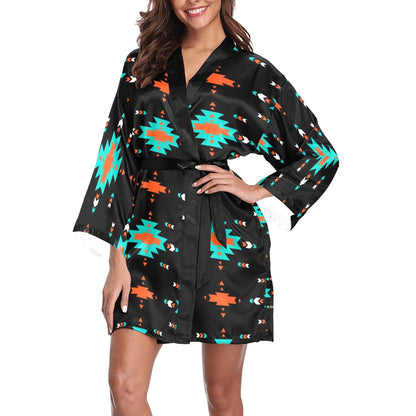 Orange Turquoise Women's Lounge Kimono Robe by Baha Ranch Western Wear