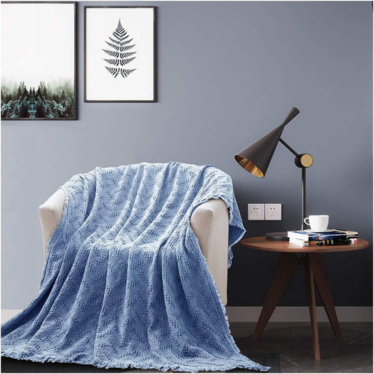 100% Cotton Knitted Throw Blanket by Kasentex