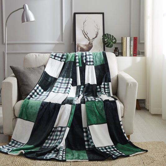 Tache Forest Green Plaid Flannel Throw Blanket (4023) by Tache Home Fashion