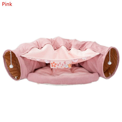 Collapsible Removable Cat Tunnel Tube With Cat Bed Set by Furr Baby Gifts