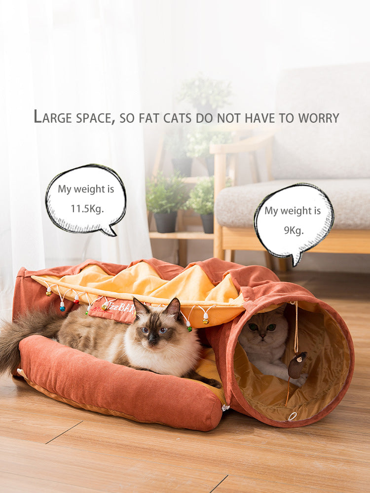 Collapsible Removable Cat Tunnel Tube With Cat Bed Set by Furr Baby Gifts