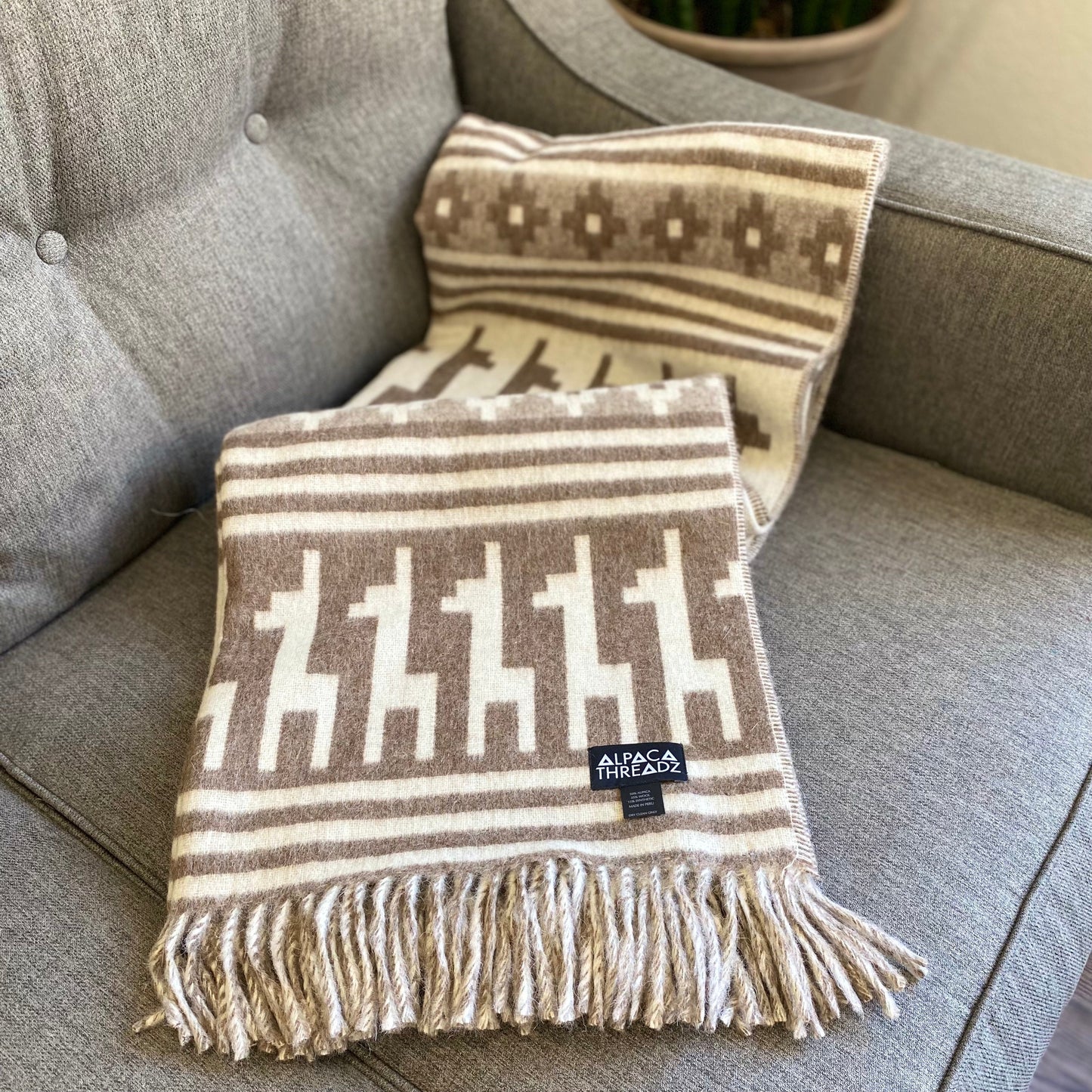 Alpaca Wool Throw Blanket - Alpaca Design by Alpaca Threadz