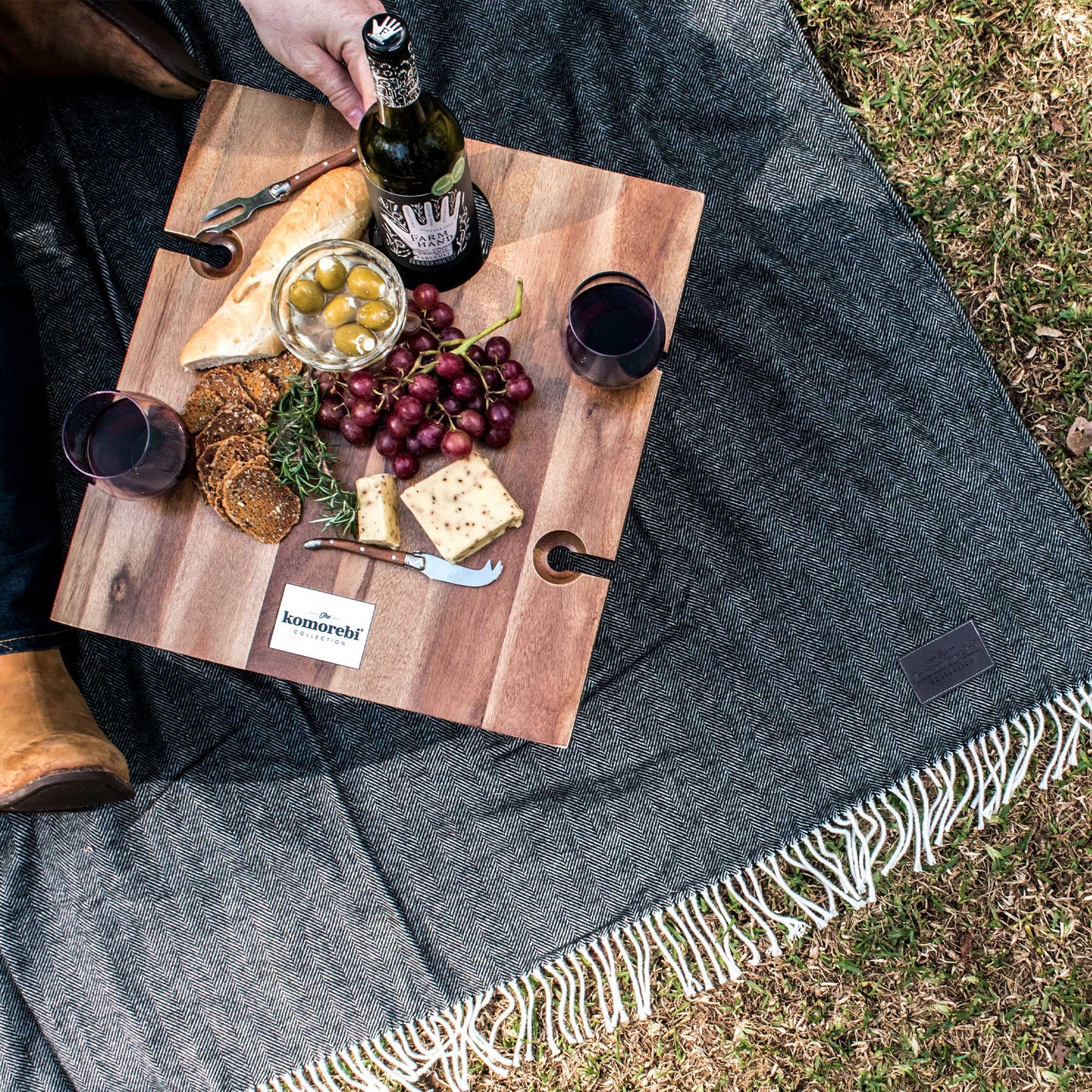 Herringbone Picnic Blanket by Komorebi