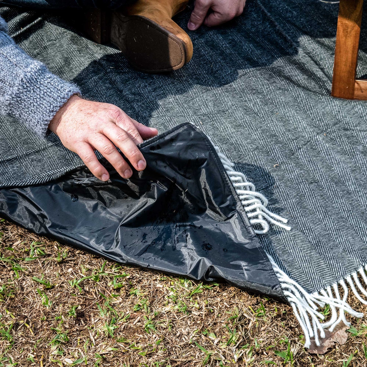 Herringbone Picnic Blanket by Komorebi