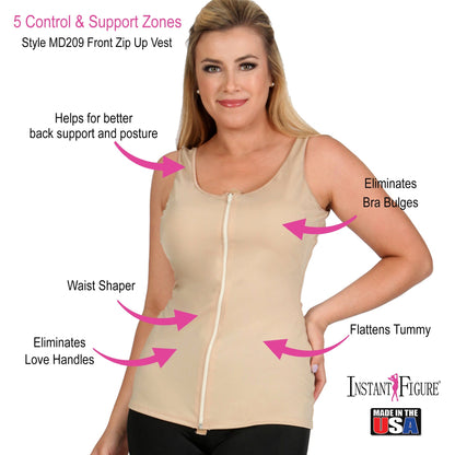 InstantRecovery High Compression Front Zip Up Vest MD209 by InstantFigure - InstaSlim - InstantRecoveryMD