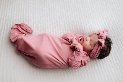 Rose Knotted Newborn Baby Gown by Three Little Tots