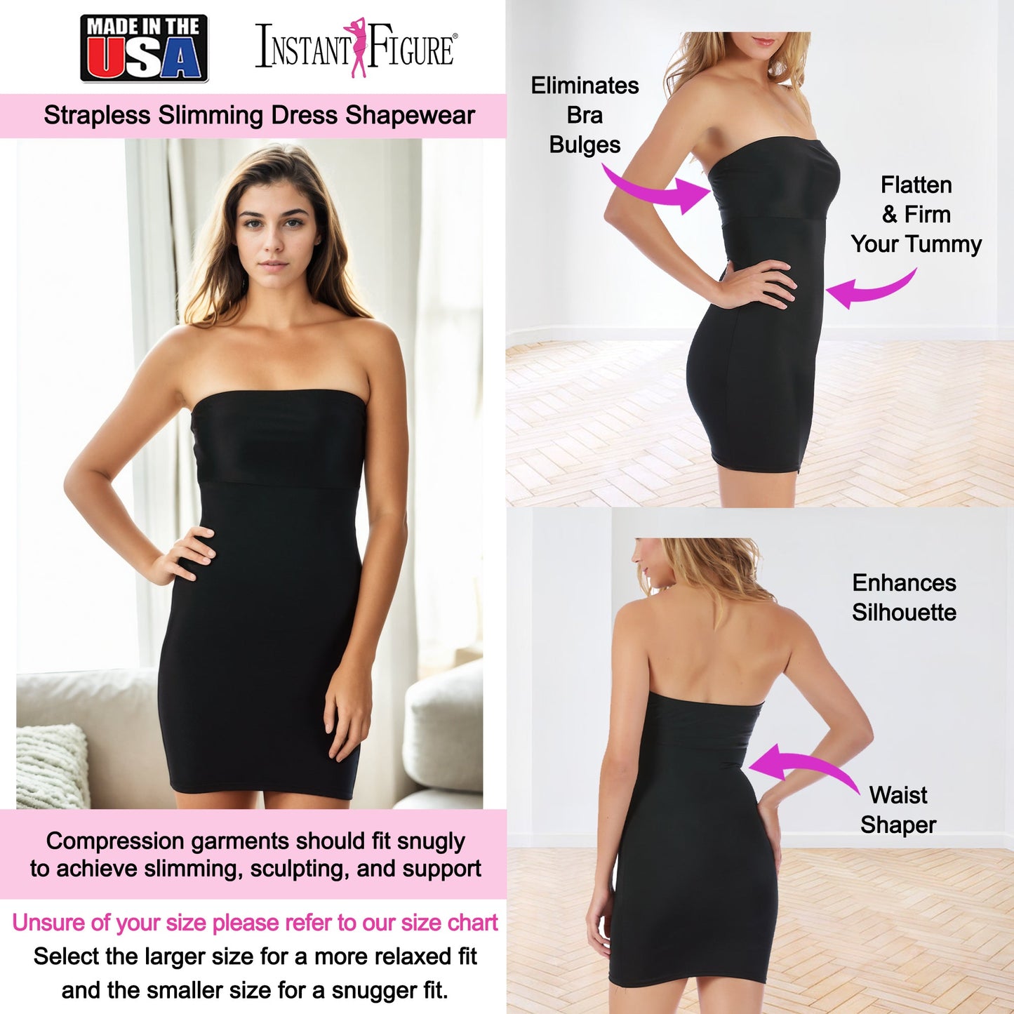 InstantFigure Shapewear Strapless Bandeau Slimming Dress WBD036 by InstantFigure - InstaSlim - InstantRecoveryMD