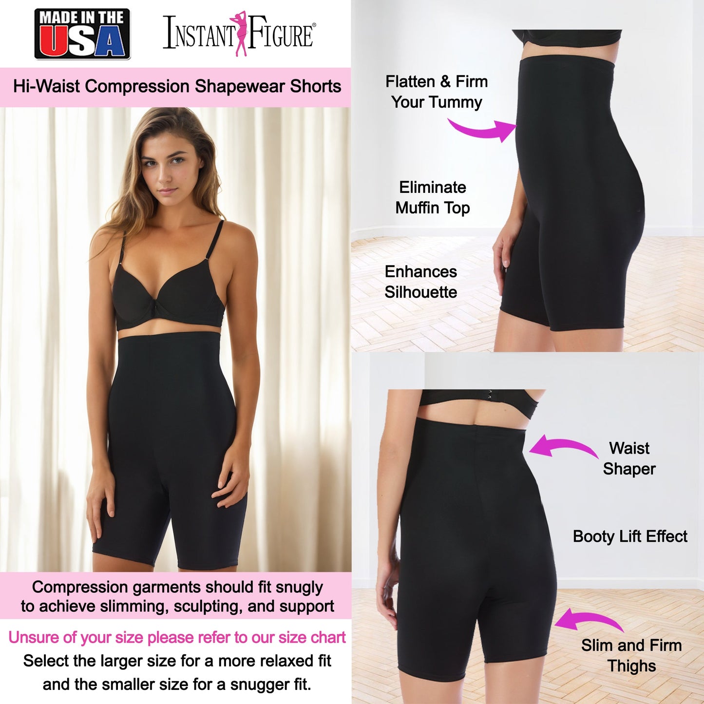 InstantFigure Hi-waist Compression Shorts Shapewear WSH4171 by InstantFigure - InstaSlim - InstantRecoveryMD