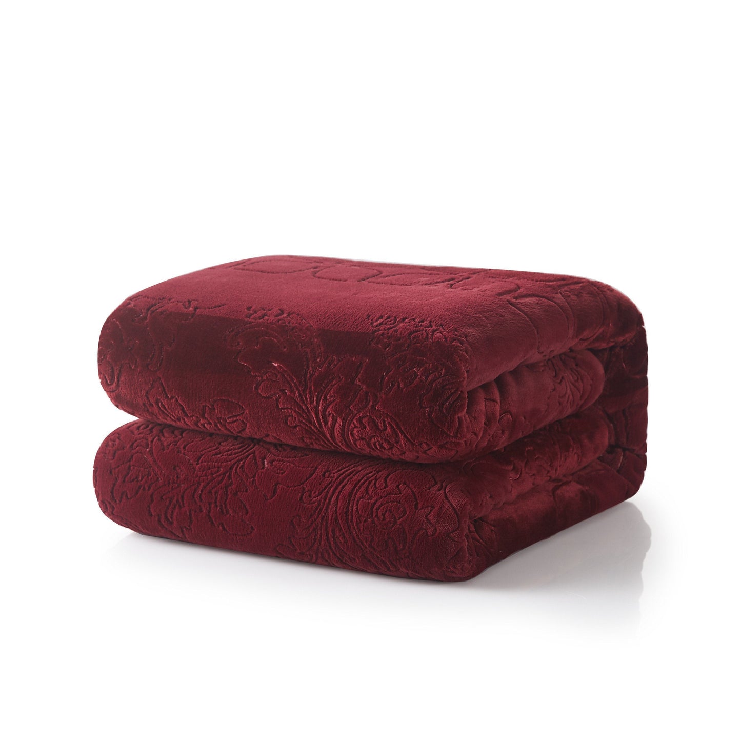 Tache Solid Embossed Merlot Red Sherpa Throw Blanket by DaDa Bedding Collection