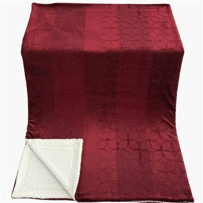 Tache Solid Embossed Merlot Red Sherpa Throw Blanket by DaDa Bedding Collection