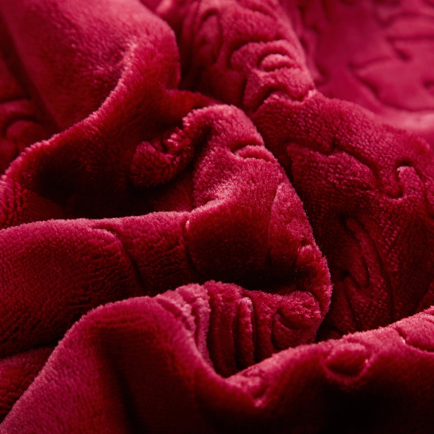 Tache Solid Embossed Merlot Red Sherpa Throw Blanket by DaDa Bedding Collection