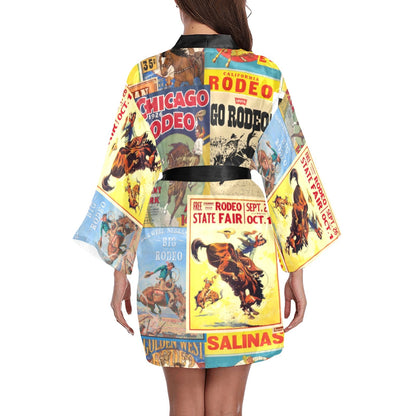 Vintage Rodeo Poster Women's Lounge Kimono Robe by Baha Ranch Western Wear