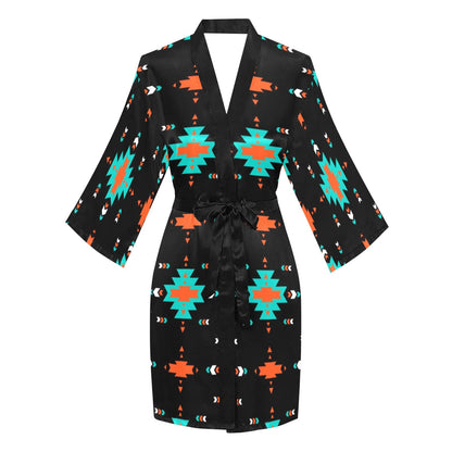 Orange Turquoise Women's Lounge Kimono Robe by Baha Ranch Western Wear