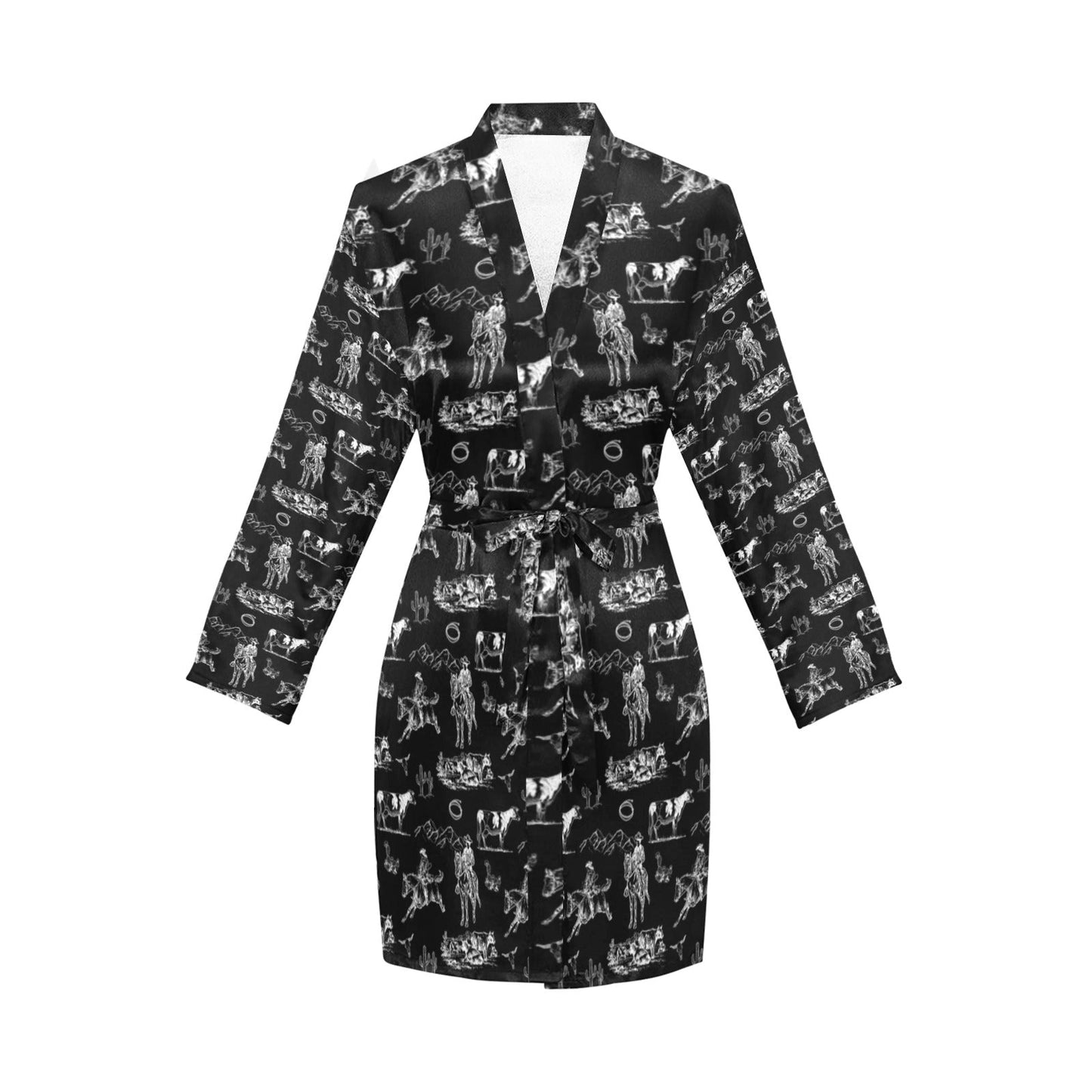 Ranch Life Women's Belted Satin Feel Dressing Lounge Robe by Baha Ranch Western Wear