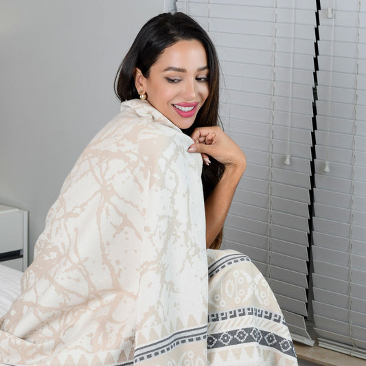 Exclusive Seljuk Peshtemal Pure Cotton Throw Blanket by La'Hammam