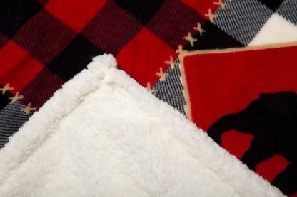 Lumberjack Bear Sherpa Throw Blanket by Linen Mart