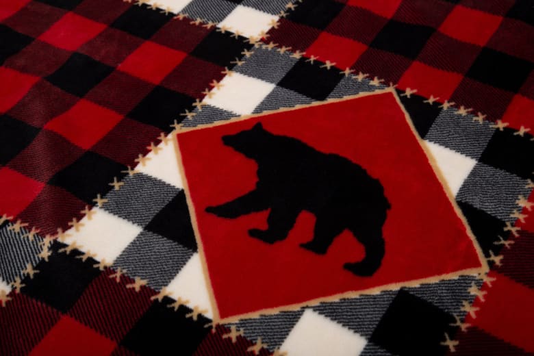 Lumberjack Bear Sherpa Throw Blanket by Linen Mart