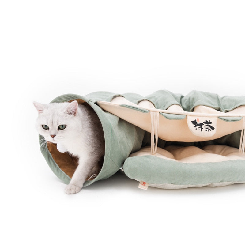 Collapsible Removable Cat Tunnel Tube With Cat Bed Set by Furr Baby Gifts