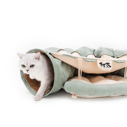 Collapsible Removable Cat Tunnel Tube With Cat Bed Set by Furr Baby Gifts