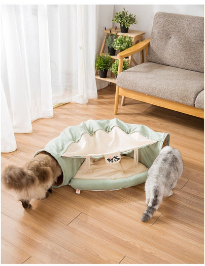 Collapsible Removable Cat Tunnel Tube With Cat Bed Set by Furr Baby Gifts