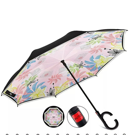 HOSA Premium Umbrellas, Reverse Inverted Umbrella Night Safety Reflective Strips UVProtection