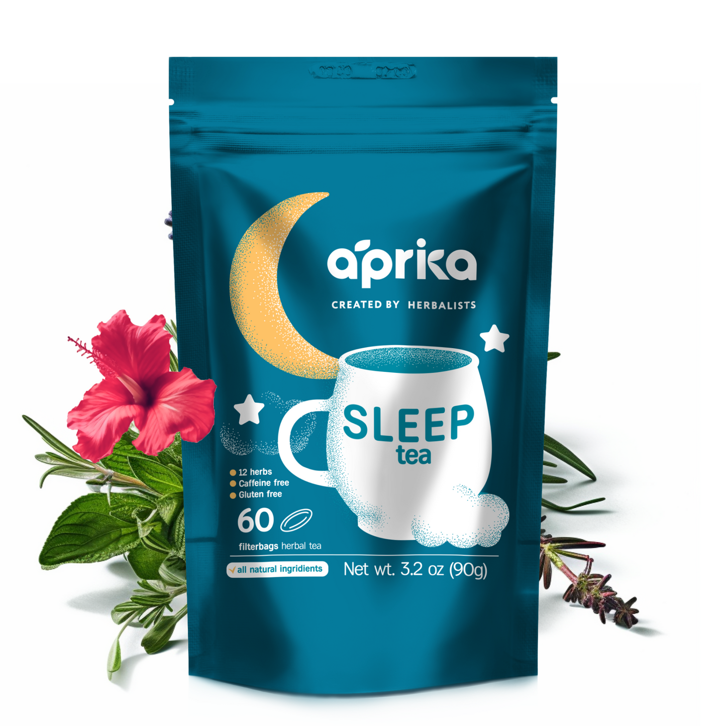 Herbal Sleep Tea with Sleep Guide, 60 bags by Aprika Life