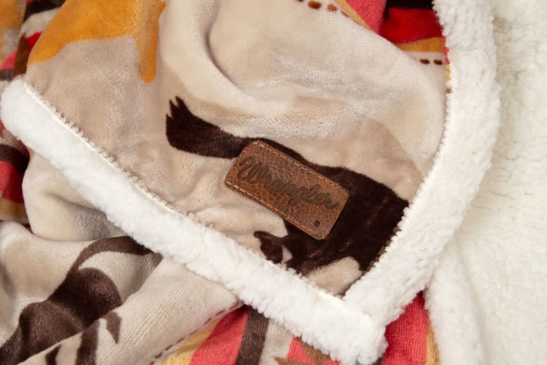 Southwest Running Horse Sherpa Throw Blanket by Linen Mart