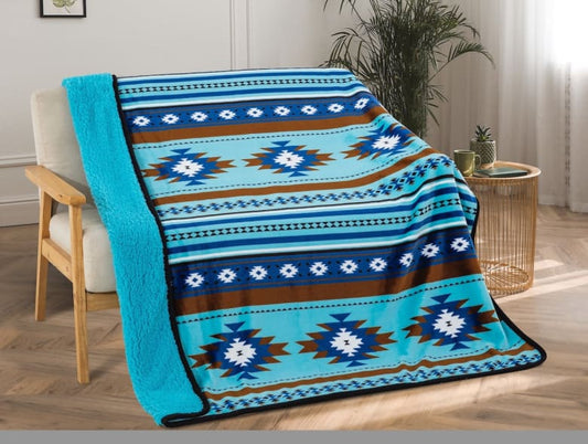 Southwest Sherpa Throw Blanket by Linen Mart