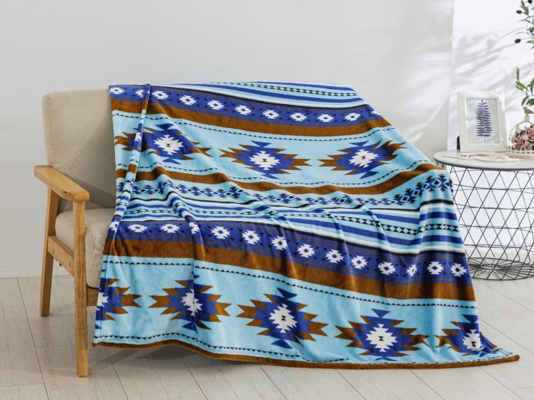 Light Aztec Throw Blanket by Linen Mart