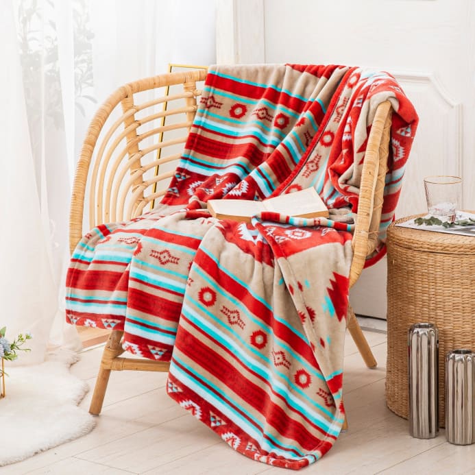 Light Aztec Throw Blanket by Linen Mart