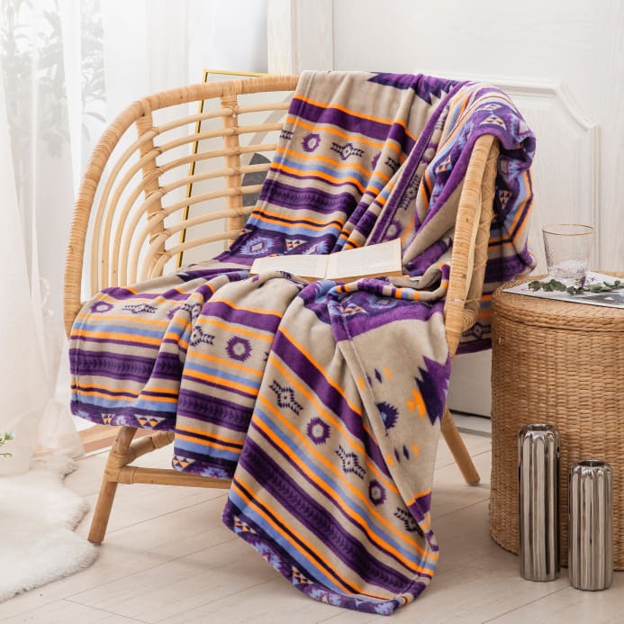 Light Aztec Throw Blanket by Linen Mart