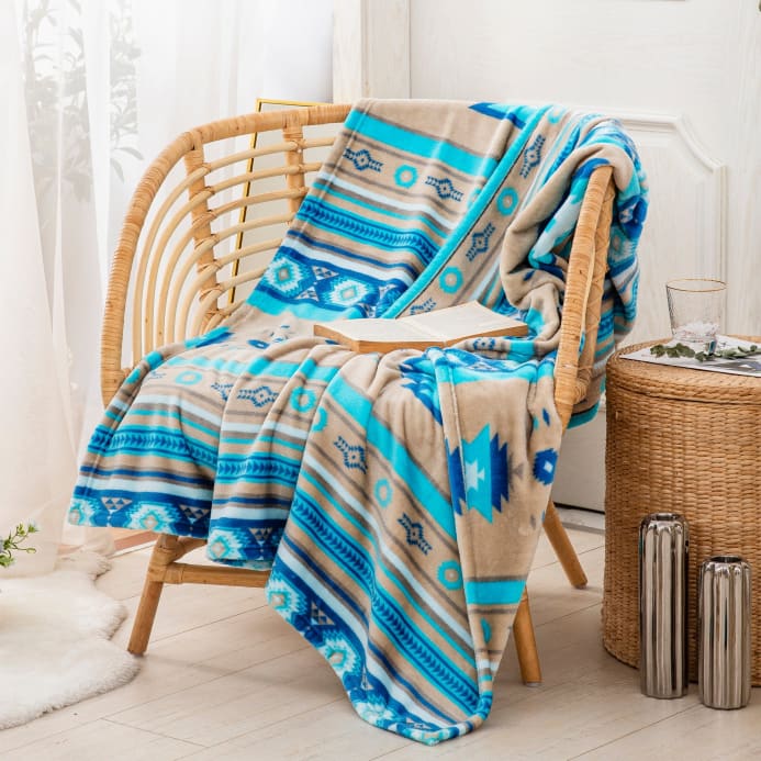 Light Aztec Throw Blanket by Linen Mart