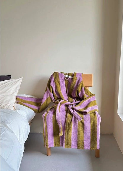 Ultra Soft Retro Whimsical Stripe Bath Robe - 100% Organic Long-stapled Cotton by INSPECIAL HOME