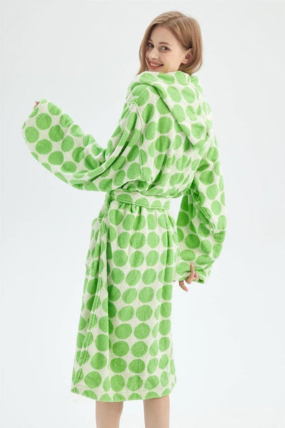 Whimsical Polka Dot Hooded Bath Robe - 100% Organic Long-stapled Cotton by INSPECIAL HOME