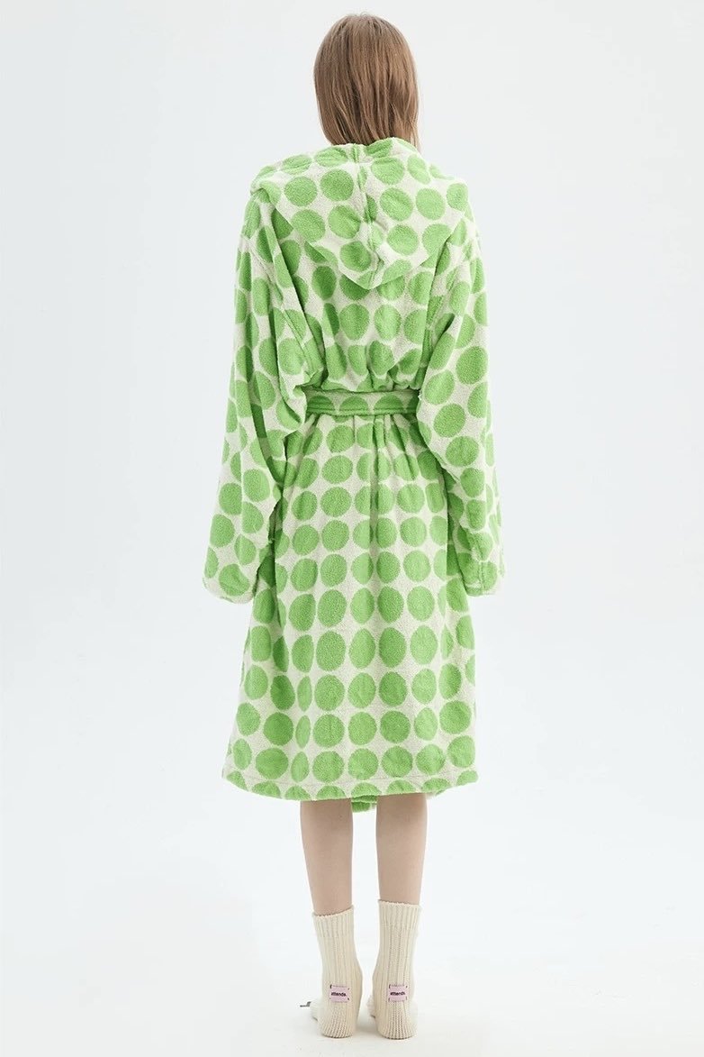 Whimsical Polka Dot Hooded Bath Robe - 100% Organic Long-stapled Cotton by INSPECIAL HOME