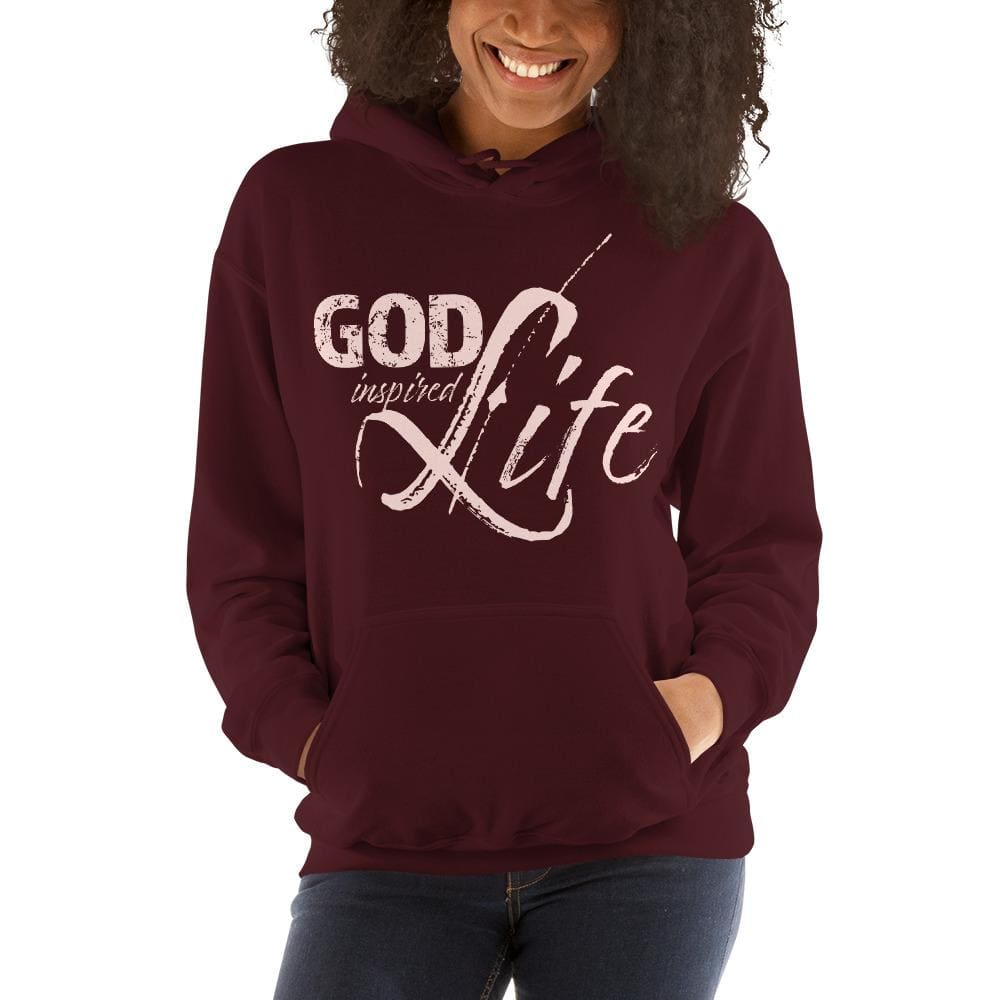 Womens Hoodie - Pullover Sweatshirt - God Inspired Life / Pink by inQue.Style