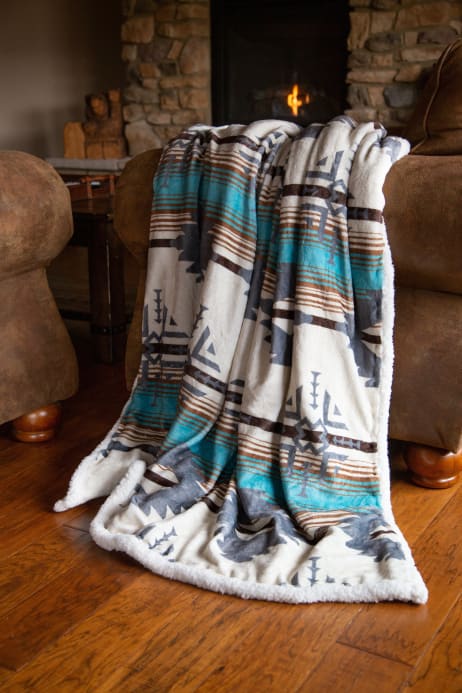 Wrangler Lone Mountain Sherpa Throw Blanket by Linen Mart